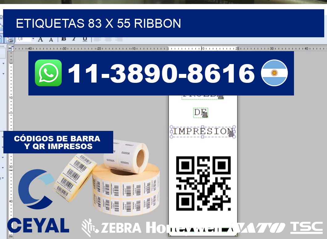 etiquetas 83 x 55 ribbon