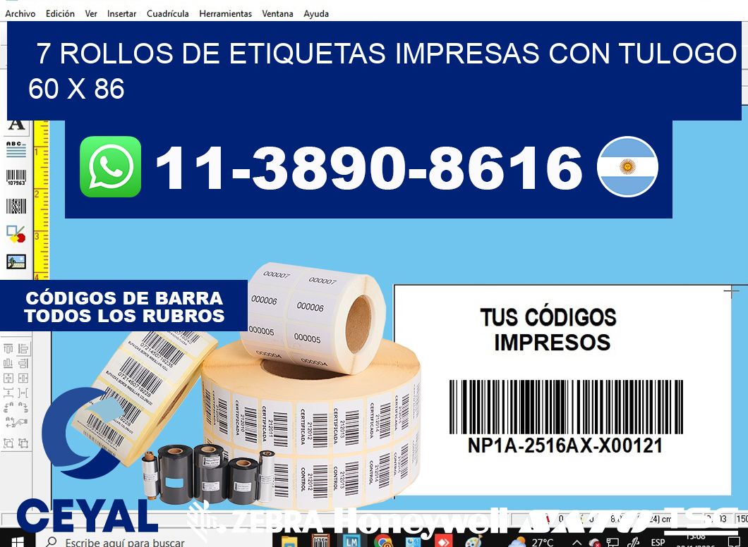 7 rollos de etiquetas impresas con tulogo 60 x 86