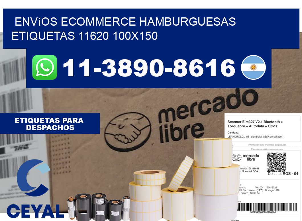 Envíos Ecommerce hamburguesas etiquetas 11620 100x150