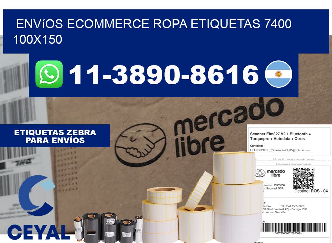 Envíos Ecommerce ropa etiquetas 7400 100x150