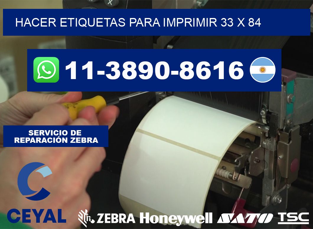 Hacer etiquetas para imprimir 33 x 84