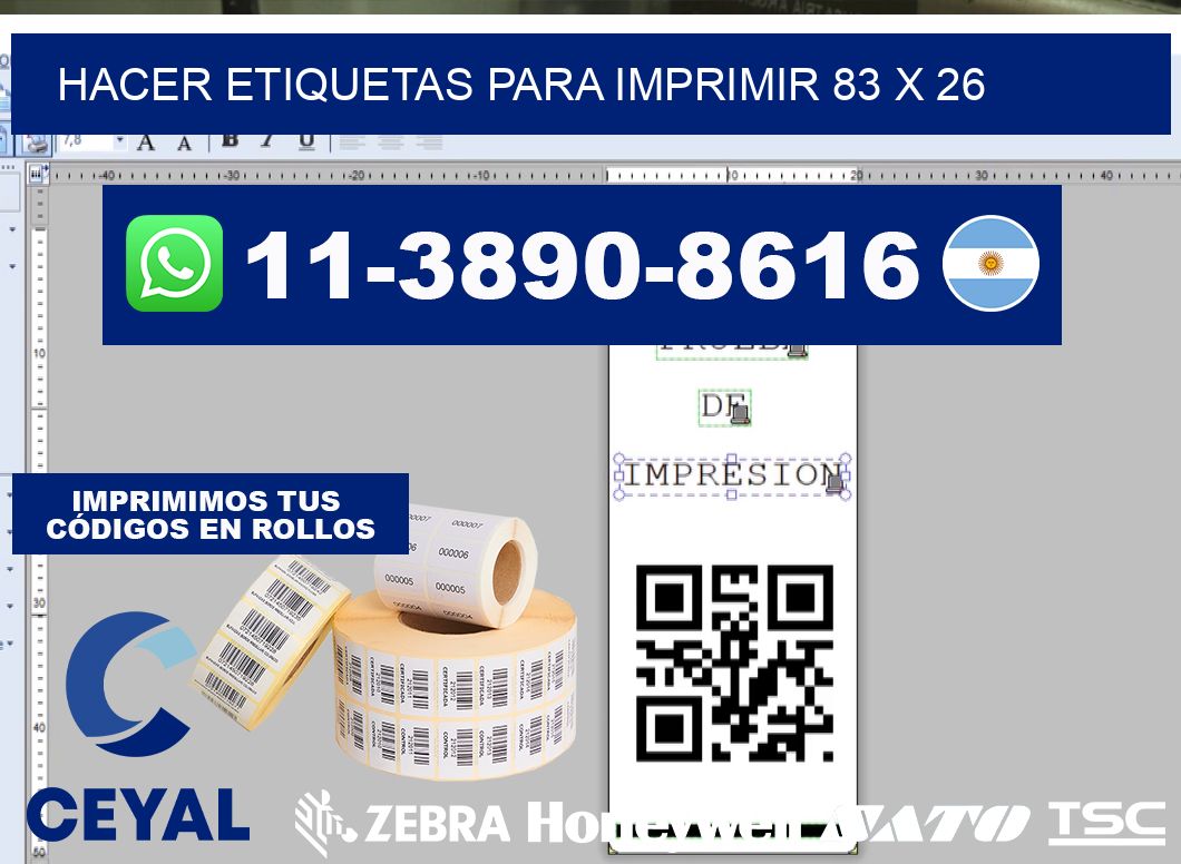 Hacer etiquetas para imprimir 83 x 26