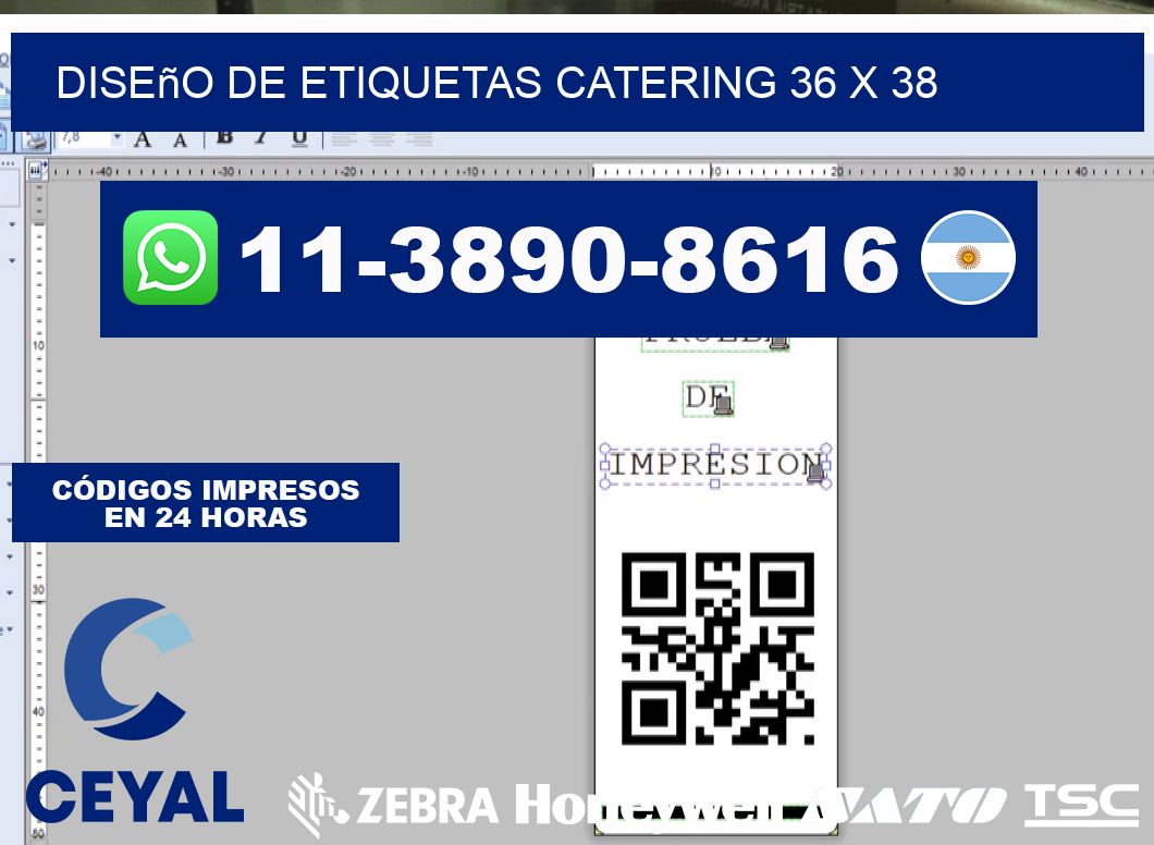 diseño de etiquetas catering 36 x 38