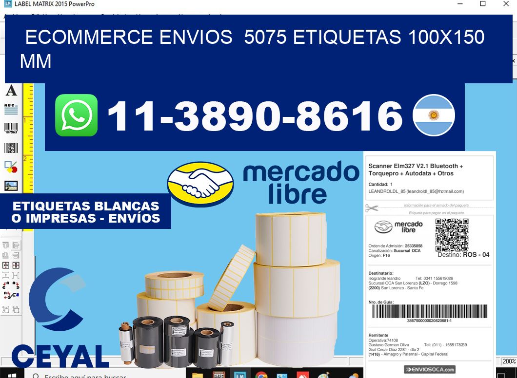 ecommerce envios  5075 etiquetas 100x150 mm