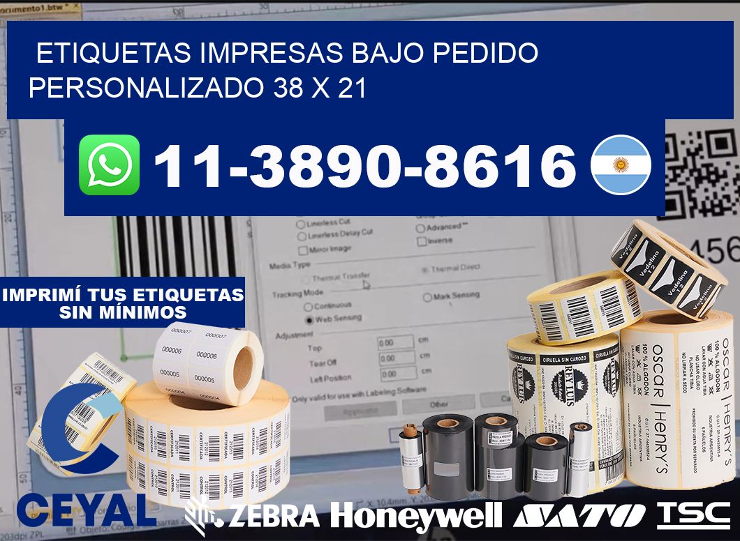 etiquetas impresas bajo pedido personalizado 38 x 21
