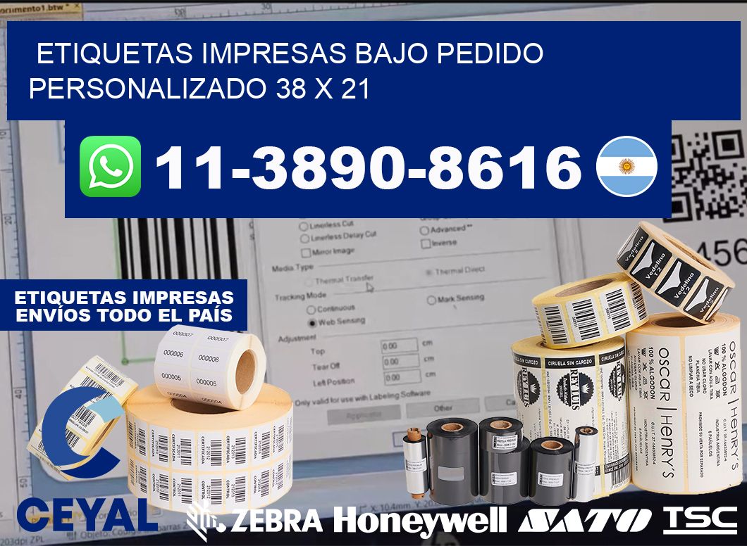 etiquetas impresas bajo pedido personalizado 38 x 21