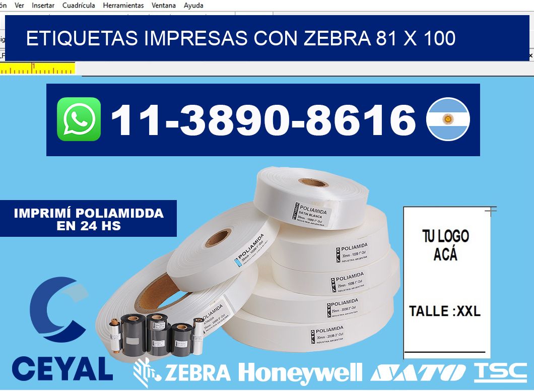 etiquetas impresas con zebra 81 x 100