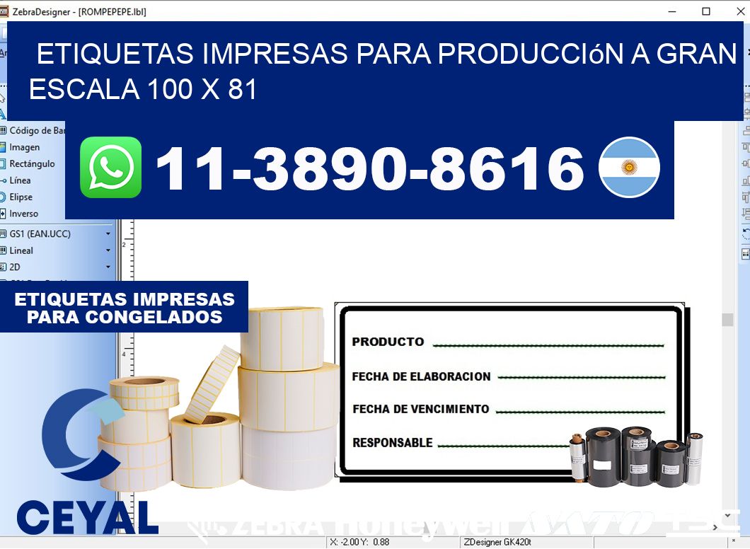etiquetas impresas para producción a gran escala 100 x 81
