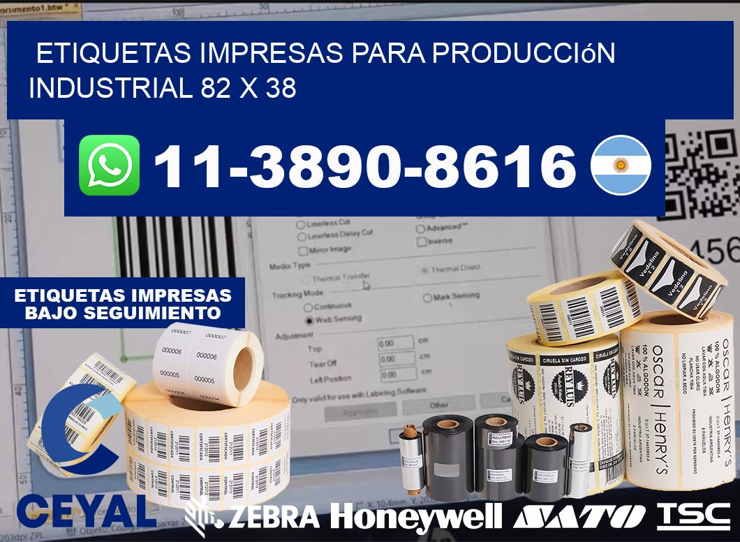 etiquetas impresas para producción industrial 82 x 38