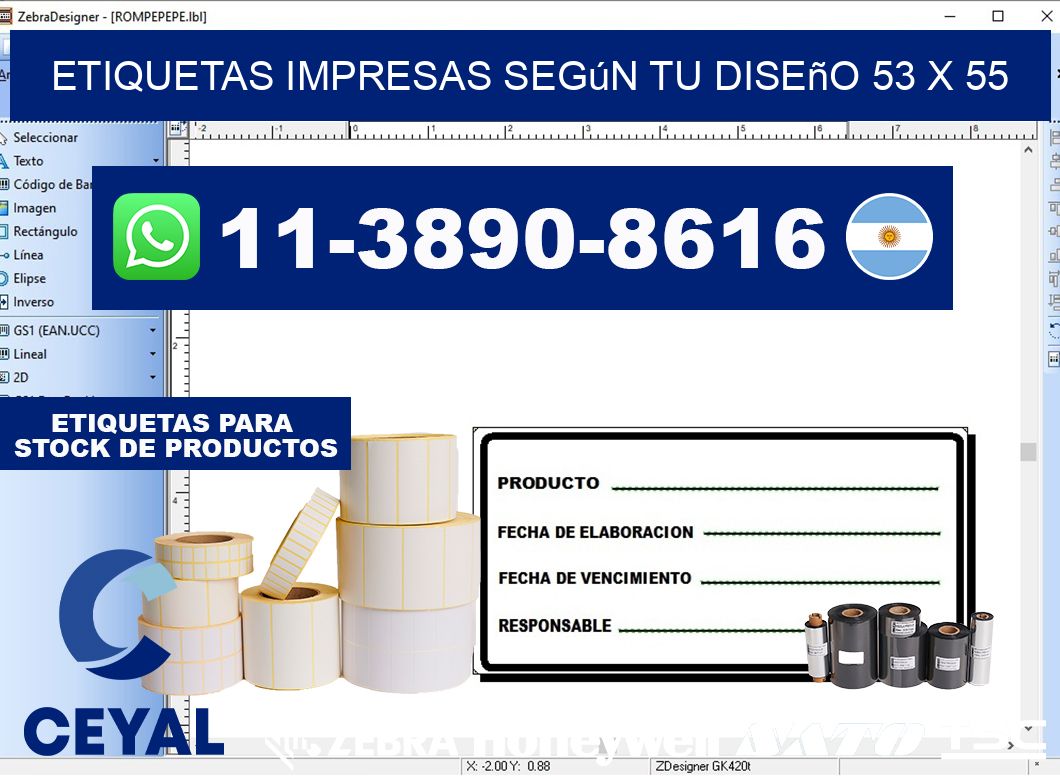 etiquetas impresas según tu diseño 53 x 55