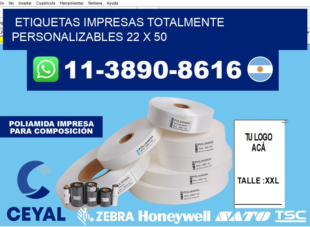 etiquetas impresas totalmente personalizables 22 x 50