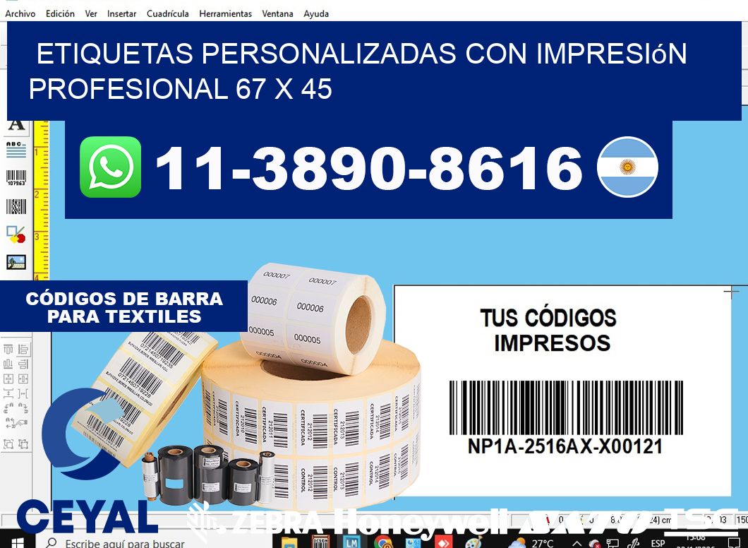etiquetas personalizadas con impresión profesional 67 x 45