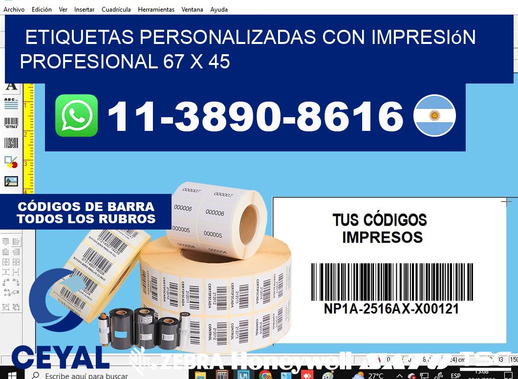 etiquetas personalizadas con impresión profesional 67 x 45