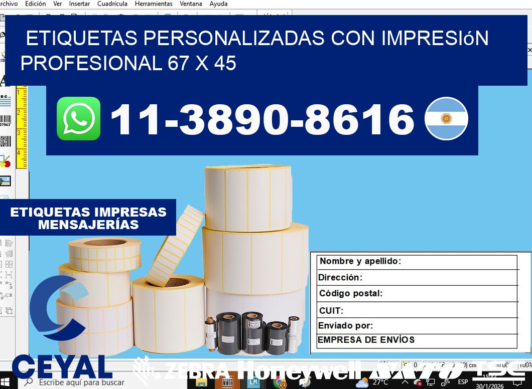 etiquetas personalizadas con impresión profesional 67 x 45