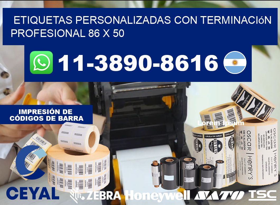 etiquetas personalizadas con terminación profesional 86 x 50