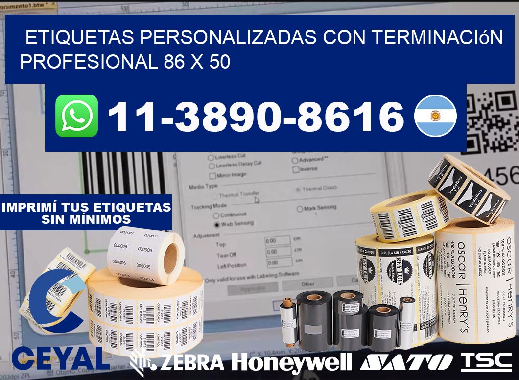 etiquetas personalizadas con terminación profesional 86 x 50