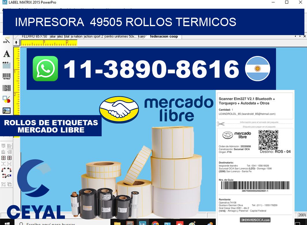impresora  49505 rollos termicos