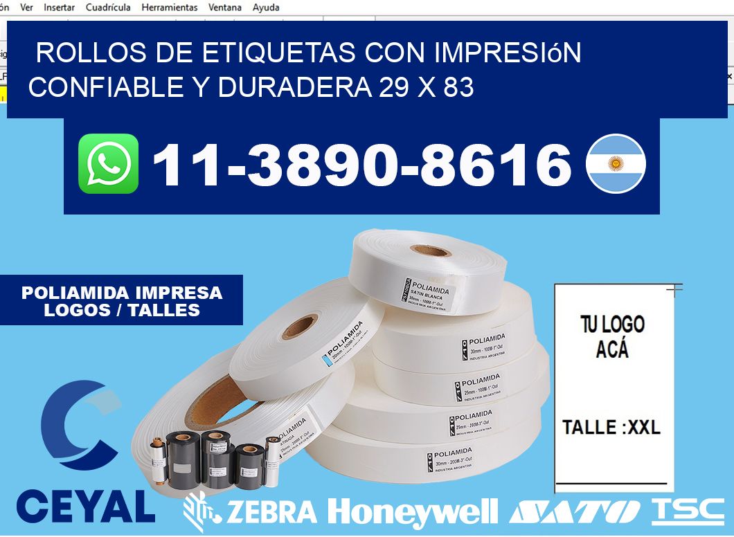 rollos de etiquetas con impresión confiable y duradera 29 x 83