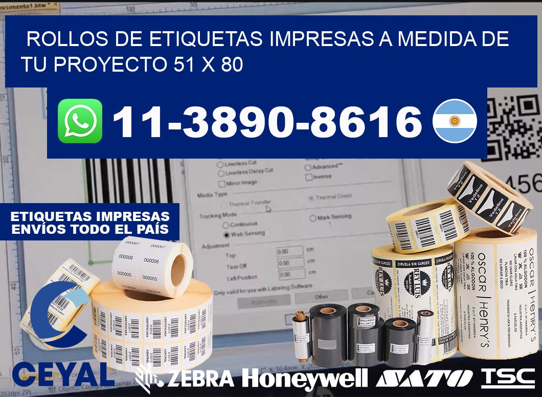 rollos de etiquetas impresas a medida de tu proyecto 51 x 80