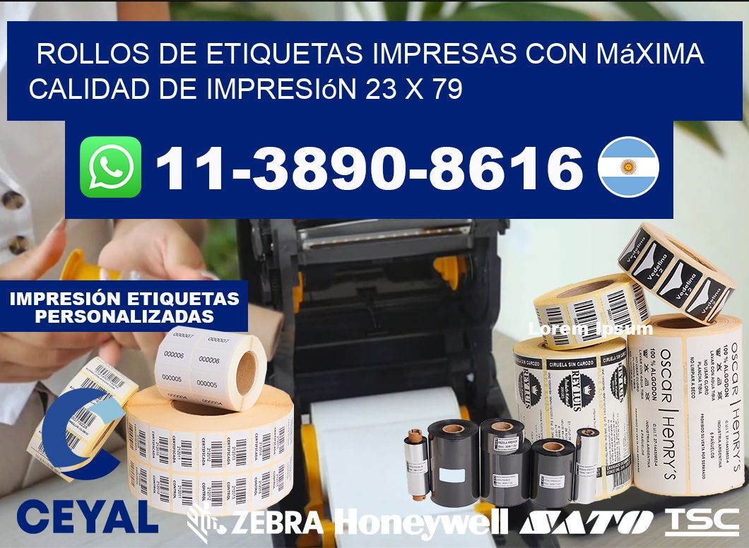 rollos de etiquetas impresas con máxima calidad de impresión 23 x 79