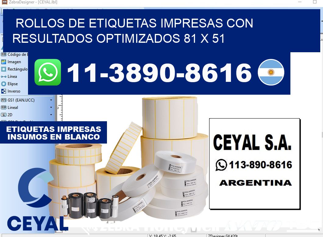 rollos de etiquetas impresas con resultados optimizados 81 x 51