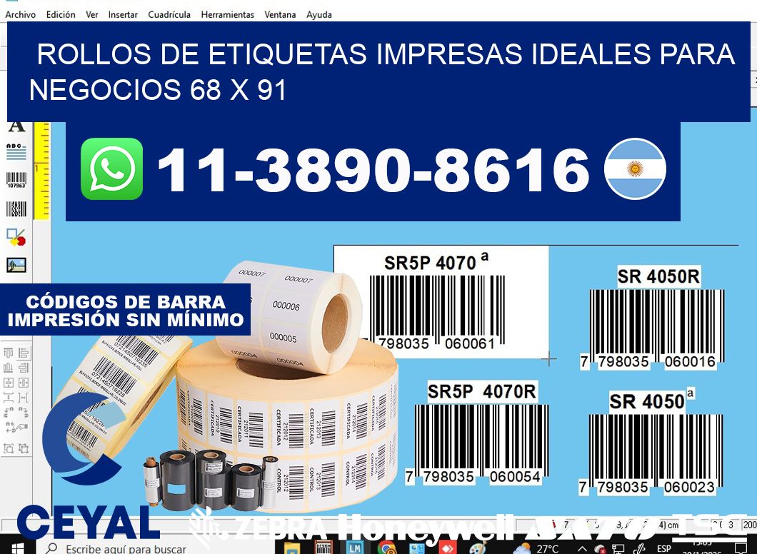 rollos de etiquetas impresas ideales para negocios 68 x 91