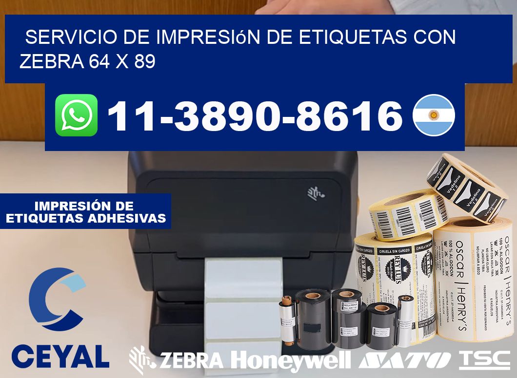 servicio de impresión de etiquetas con Zebra 64 x 89