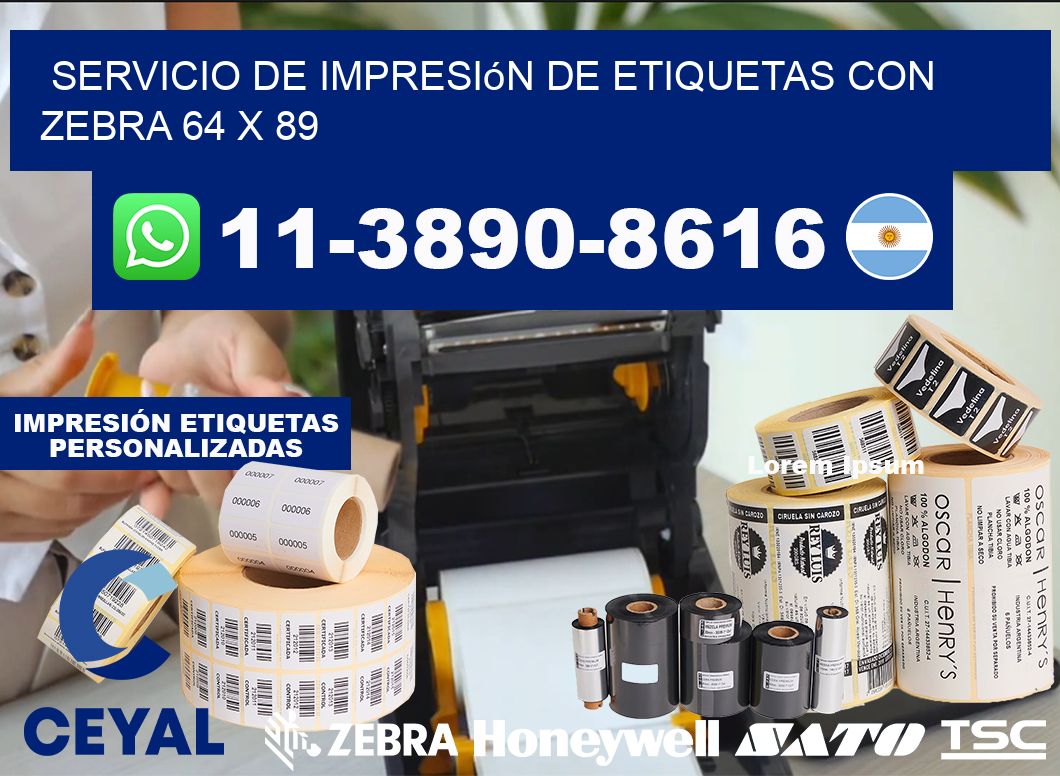 servicio de impresión de etiquetas con Zebra 64 x 89