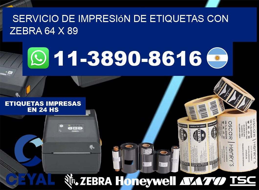 servicio de impresión de etiquetas con Zebra 64 x 89