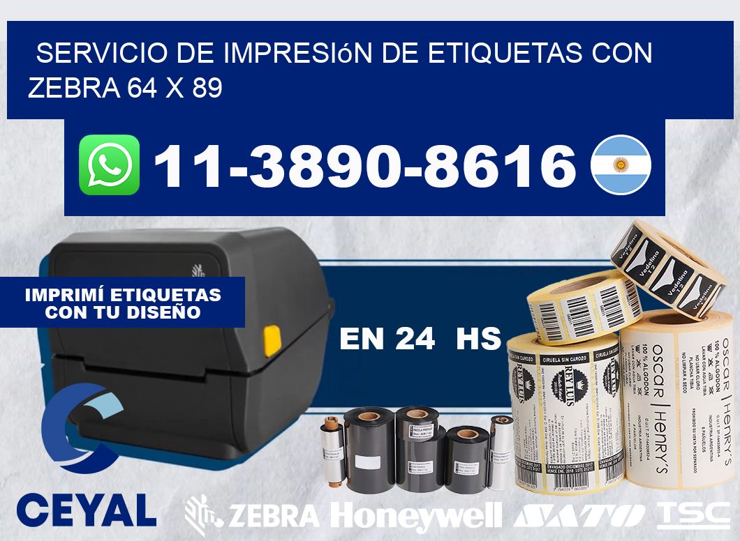 servicio de impresión de etiquetas con Zebra 64 x 89