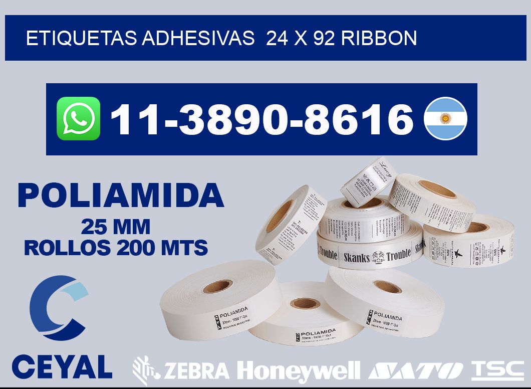 Etiquetas adhesivas  24 x 92 ribbon