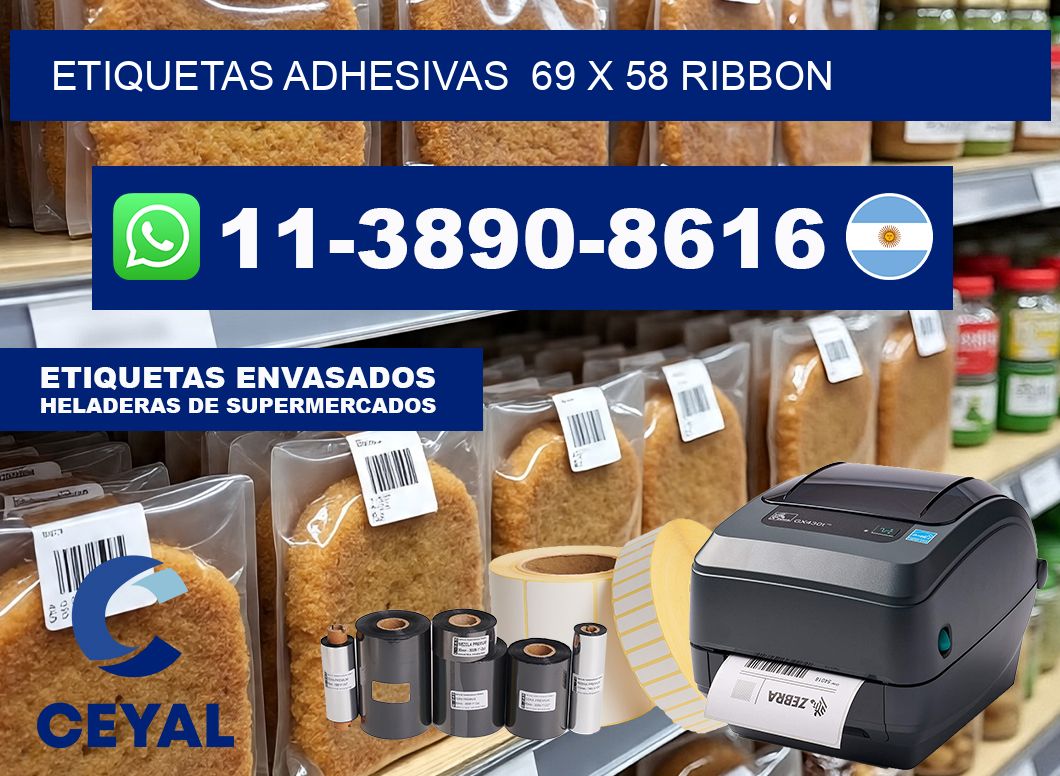 Etiquetas adhesivas  69 x 58 ribbon