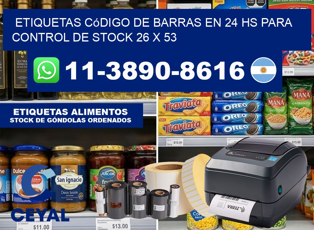 Etiquetas código de barras en 24 hs para control de stock 26 x 53