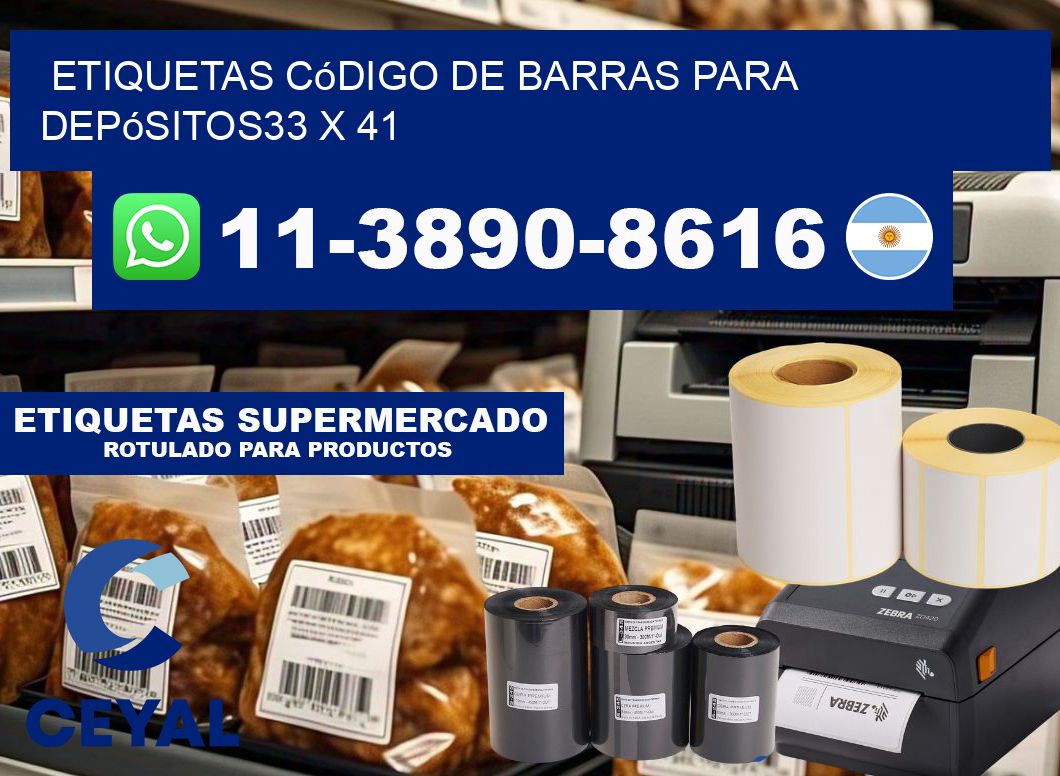 Etiquetas código de barras para depósitos33 x 41