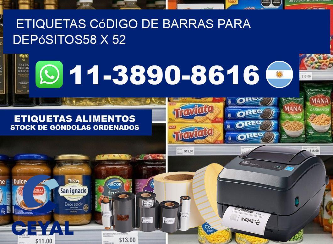 Etiquetas código de barras para depósitos58 x 52