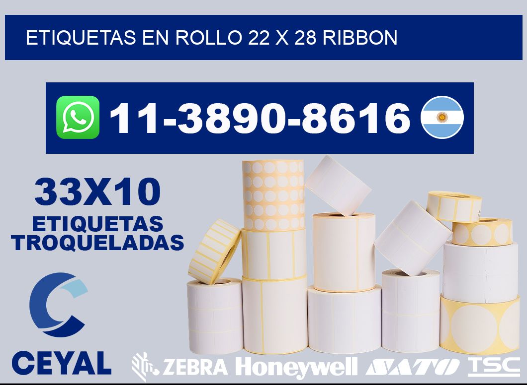 Etiquetas en rollo 22 x 28 ribbon
