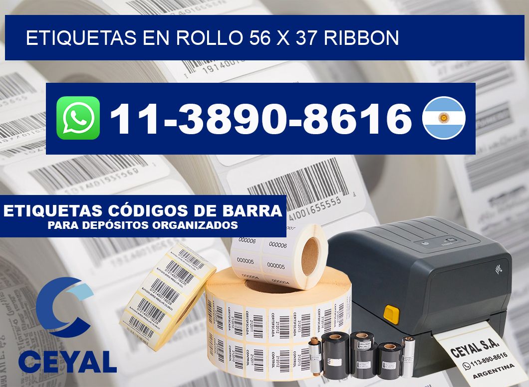 Etiquetas en rollo 56 x 37 ribbon