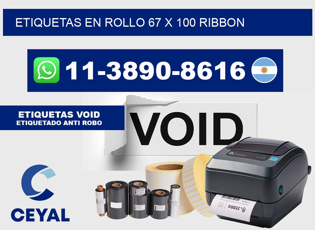 Etiquetas en rollo 67 x 100 ribbon