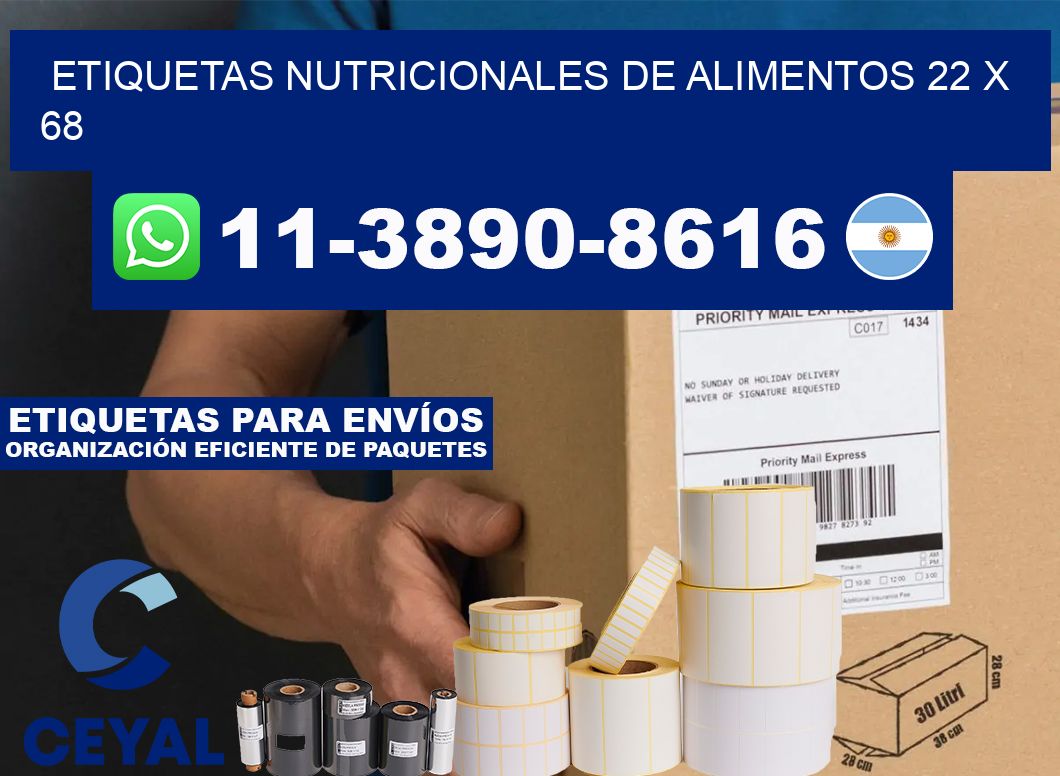 Etiquetas nutricionales de alimentos 22 x 68