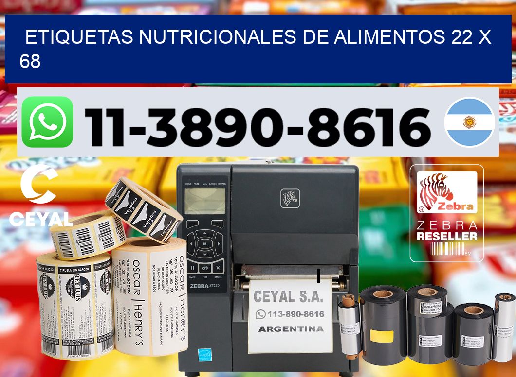 Etiquetas nutricionales de alimentos 22 x 68