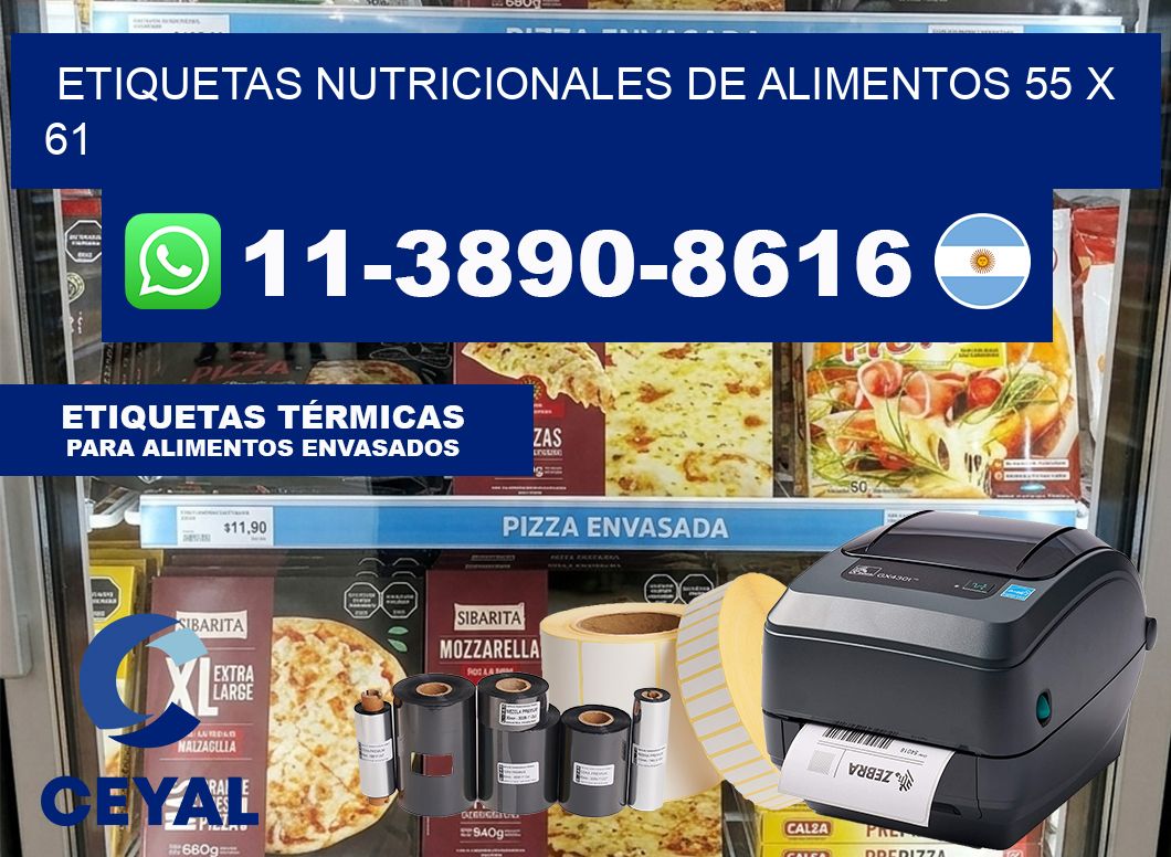 Etiquetas nutricionales de alimentos 55 x 61