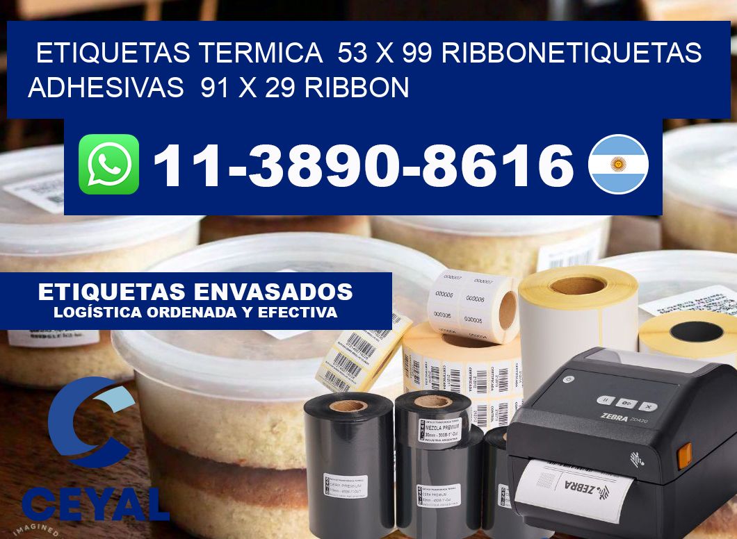 Etiquetas termica 53 x 99 ribbonEtiquetas adhesivas 91 x 29 ribbon