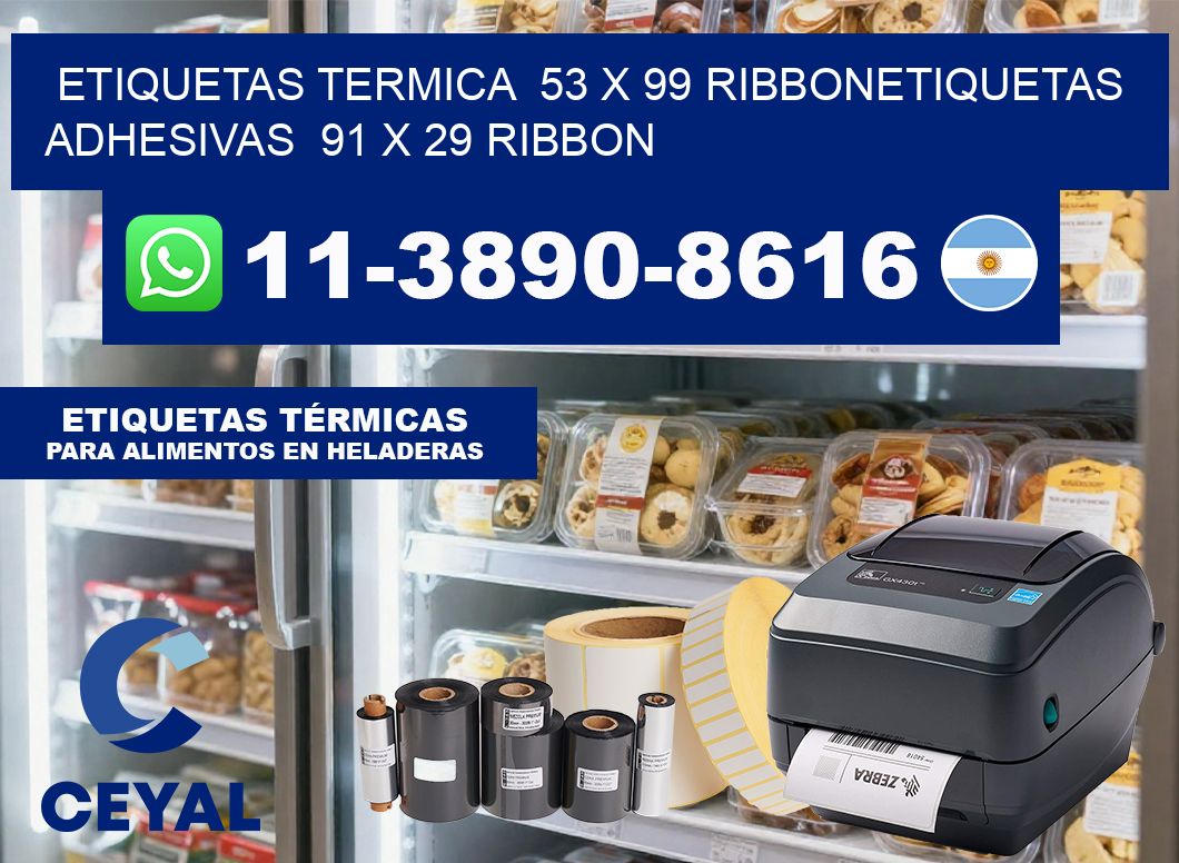 Etiquetas termica  53 x 99 ribbonEtiquetas adhesivas  91 x 29 ribbon