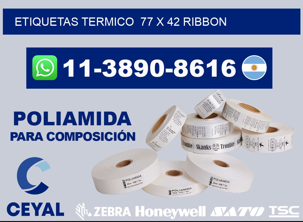 Etiquetas termico  77 x 42 ribbon