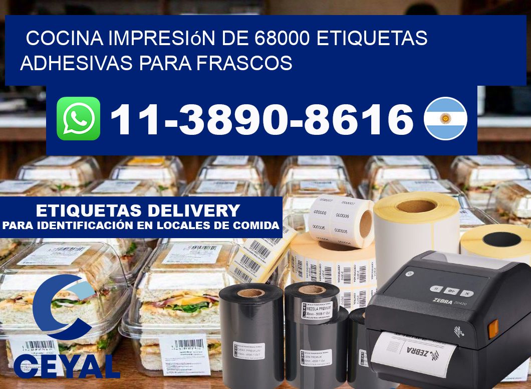 cocina impresión de 68000 etiquetas adhesivas para frascos