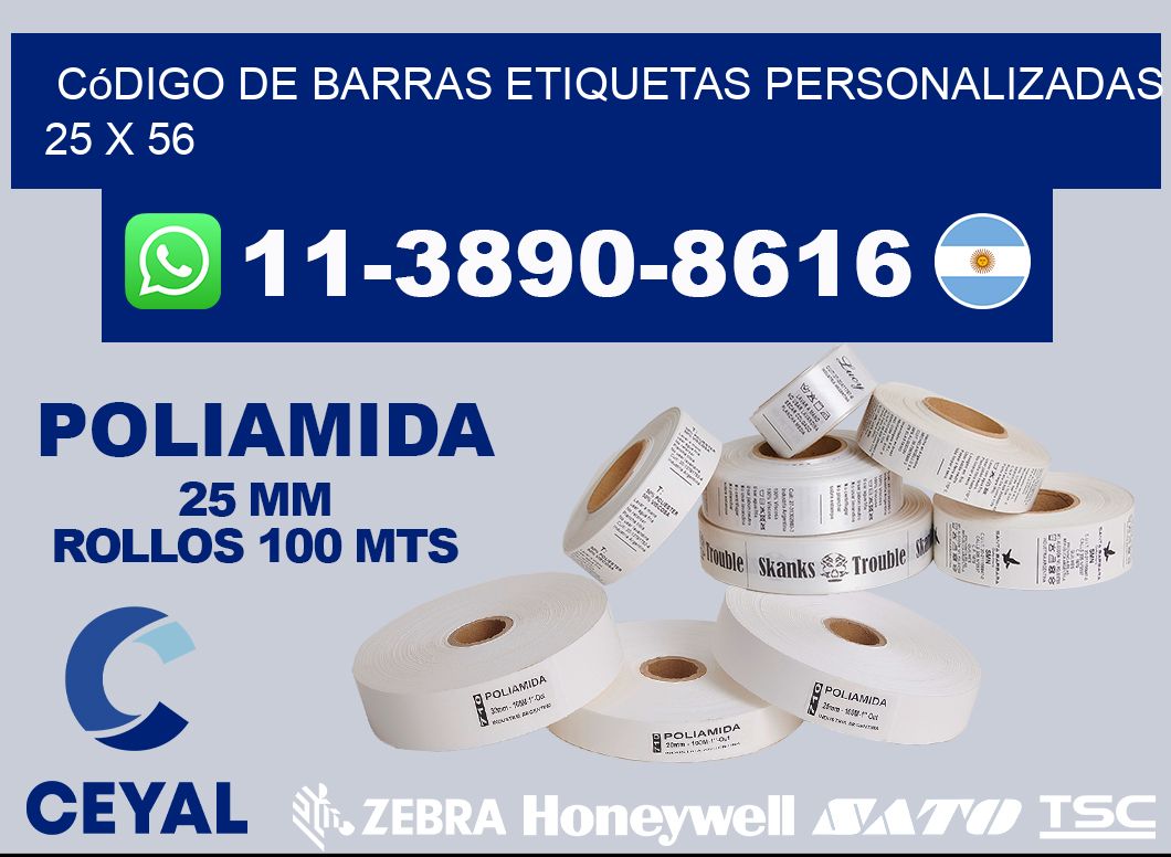 código de barras etiquetas personalizadas 25 x 56
