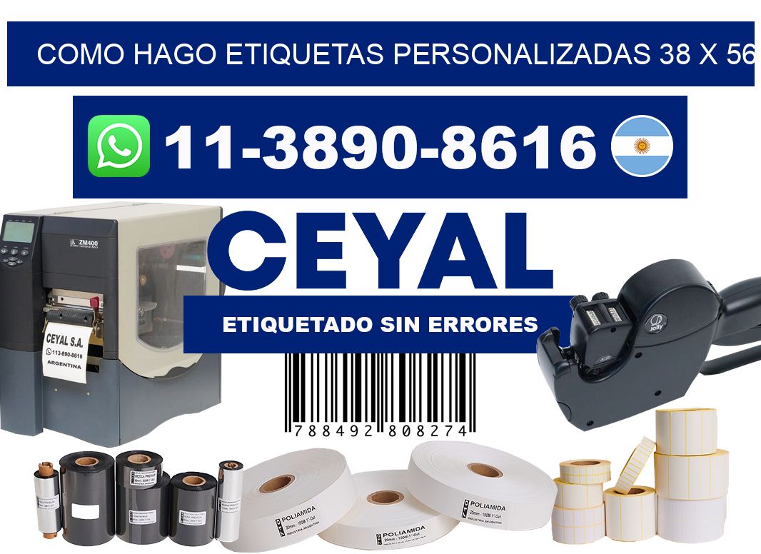 como hago etiquetas personalizadas 38 x 56
