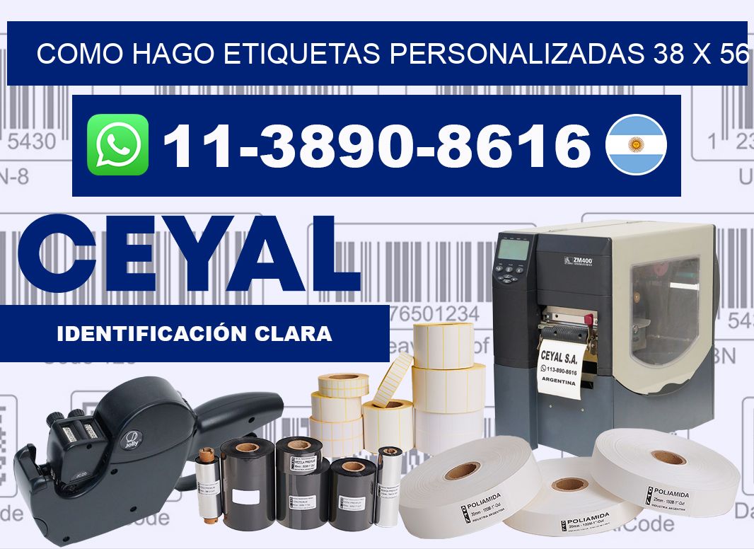 como hago etiquetas personalizadas 38 x 56