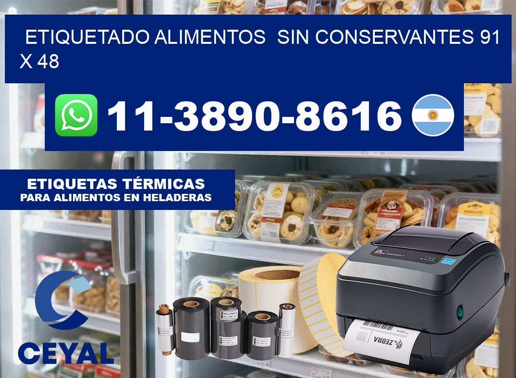 etiquetado alimentos  Sin conservantes 91 x 48