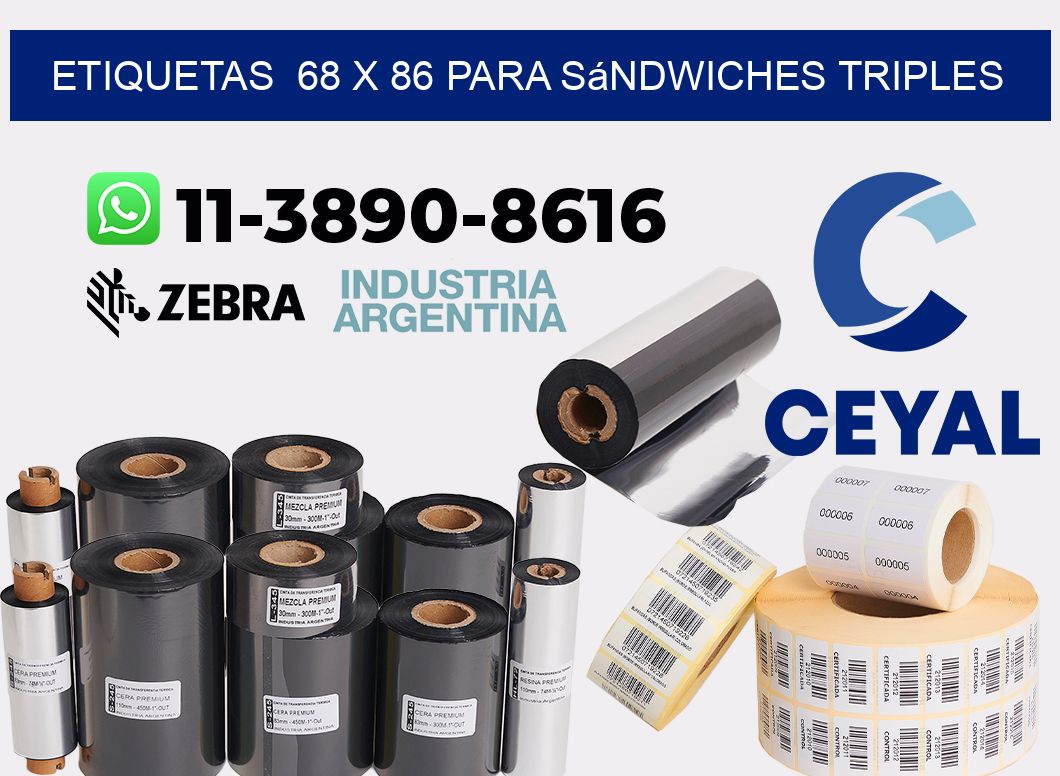 etiquetas 68 x 86 para Sándwiches triples